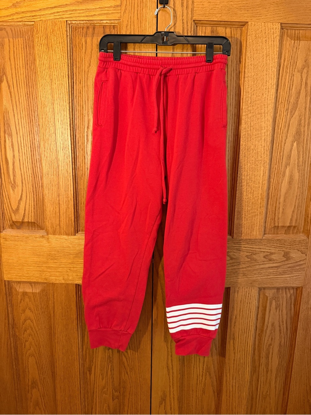 Sub_Urban Riot Red Track Joggers with White Stripe Accent